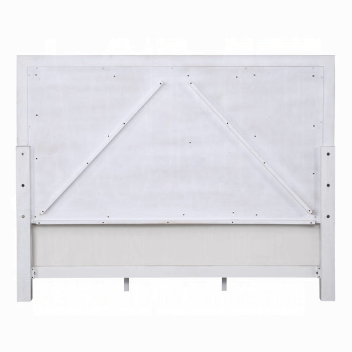 Brand New King Size Light Gray Linen, Rustic Gray & Weathered White Finish Bed