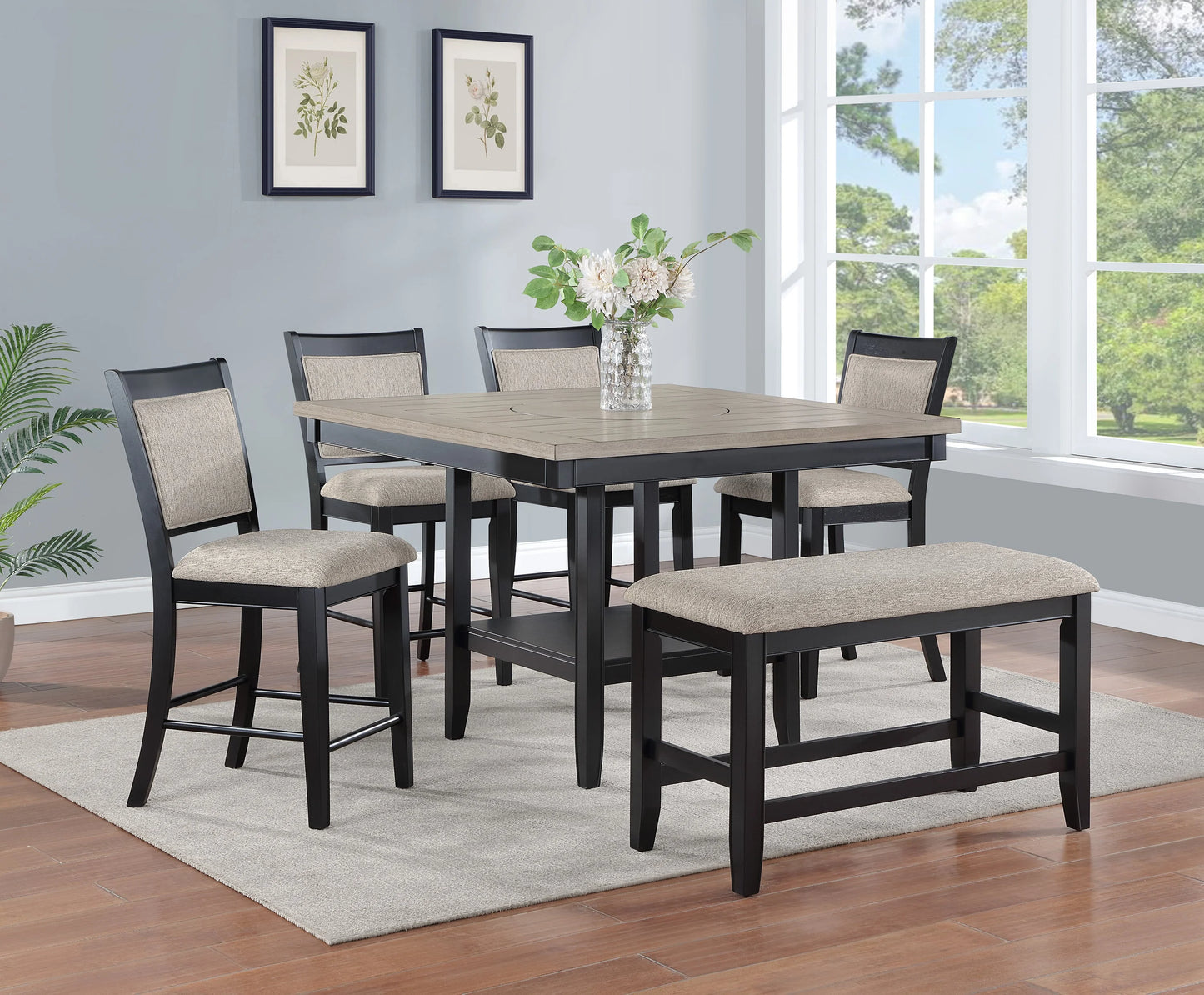 Brand New Black/Light Grey Counter Height Dining Set
