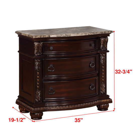 Brand New 2 Drawer Cherry Nightstand w/Marble Top