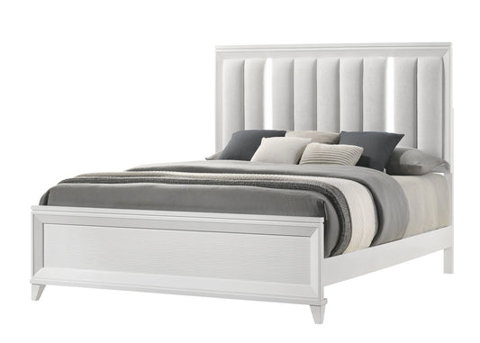 Brand New White Bed w/LED Headboard (Queen or King)