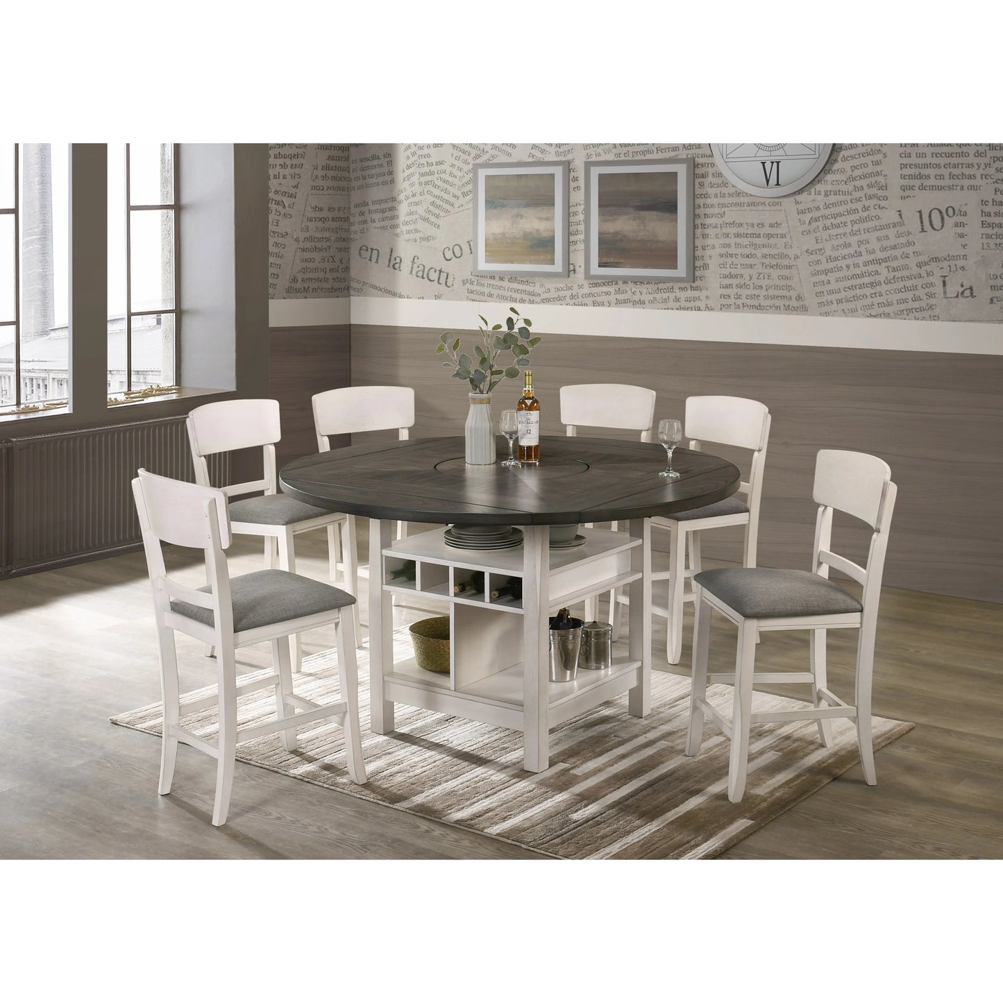 Brand New 7pc Chalk/Grey Counter Height Dining Set
