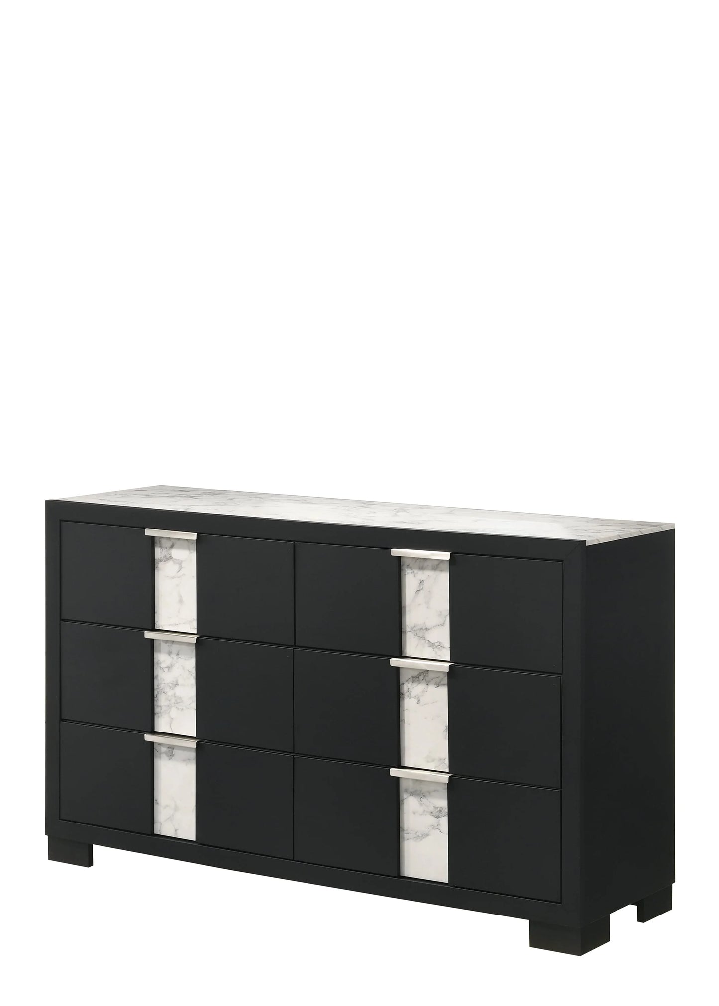 Brand New Black Dresser w/White Faux Marble (Optional Mirror)
