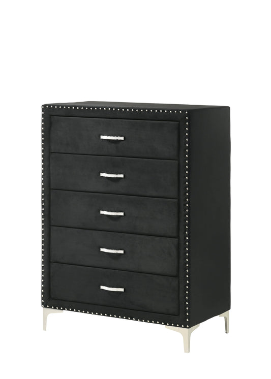 Brand New Black Fabric Tall Chest