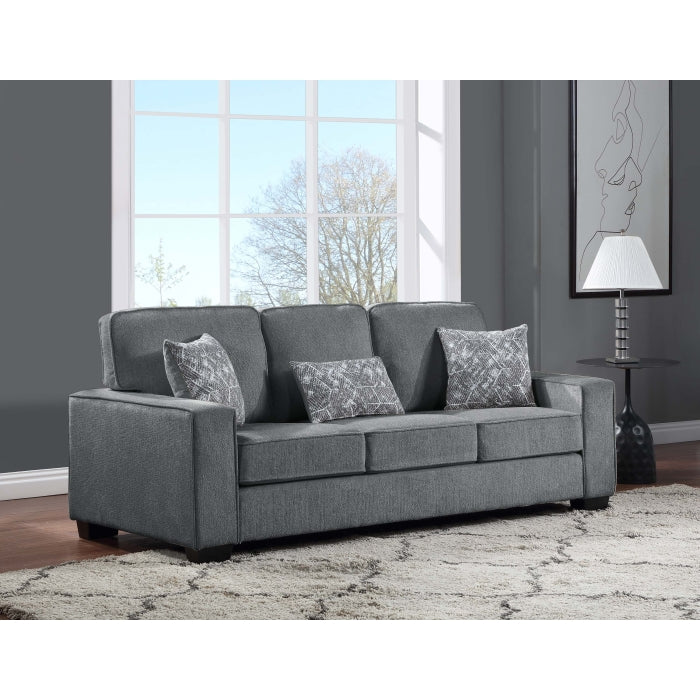 Brand New 2pc Fabric Plushy Cushioned Square Arm Sofa Set (3 Colors)
