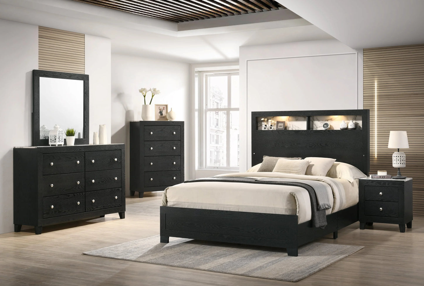 Brand New Black Size 4pc Bedroom Set (Queen or King)