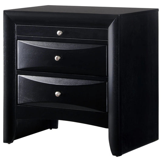 Brand New 3 Drawer Black Nightstand
