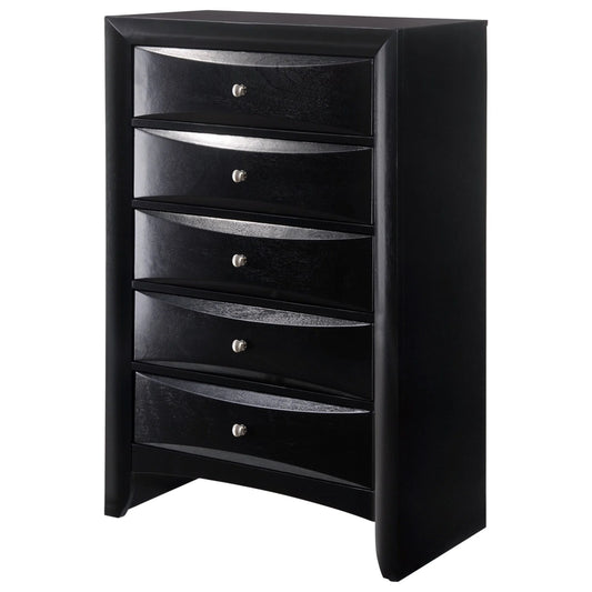 Brand New 5 Drawer Black Tall Chest
