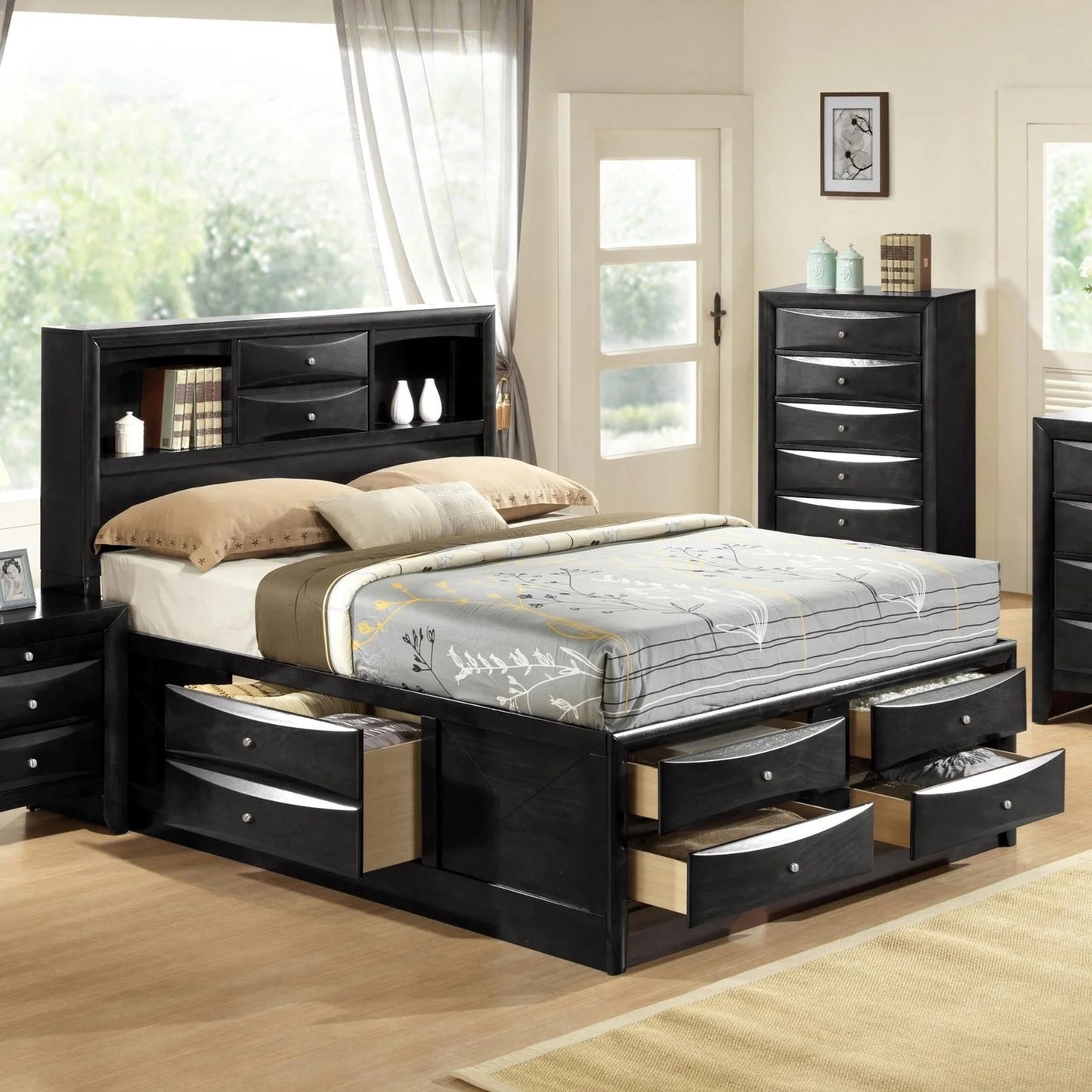 Brand New Black 4pc Storage Bedroom Set (Queen or King)