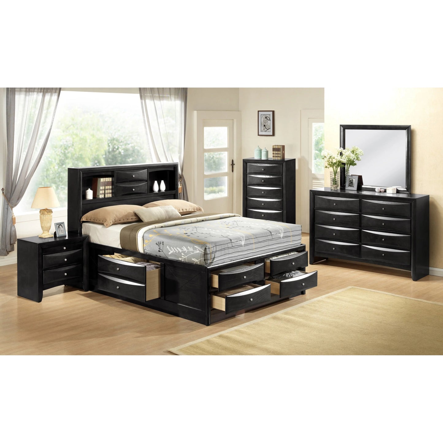 Brand New Black 4pc Storage Bedroom Set (Queen or King)