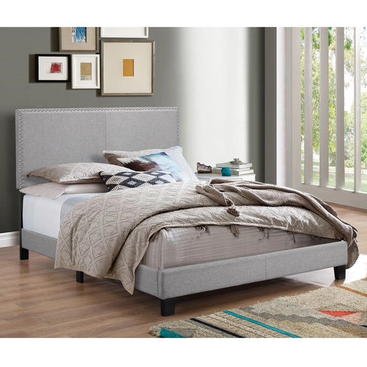 Brand New Gray Nail Head Trim Bed (5 Sizes)