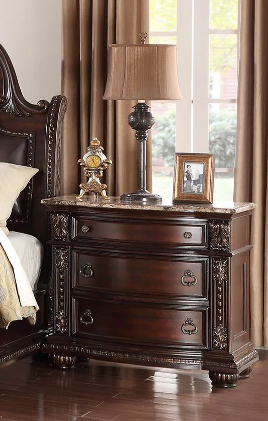 Brand New 2 Drawer Cherry Nightstand w/Marble Top