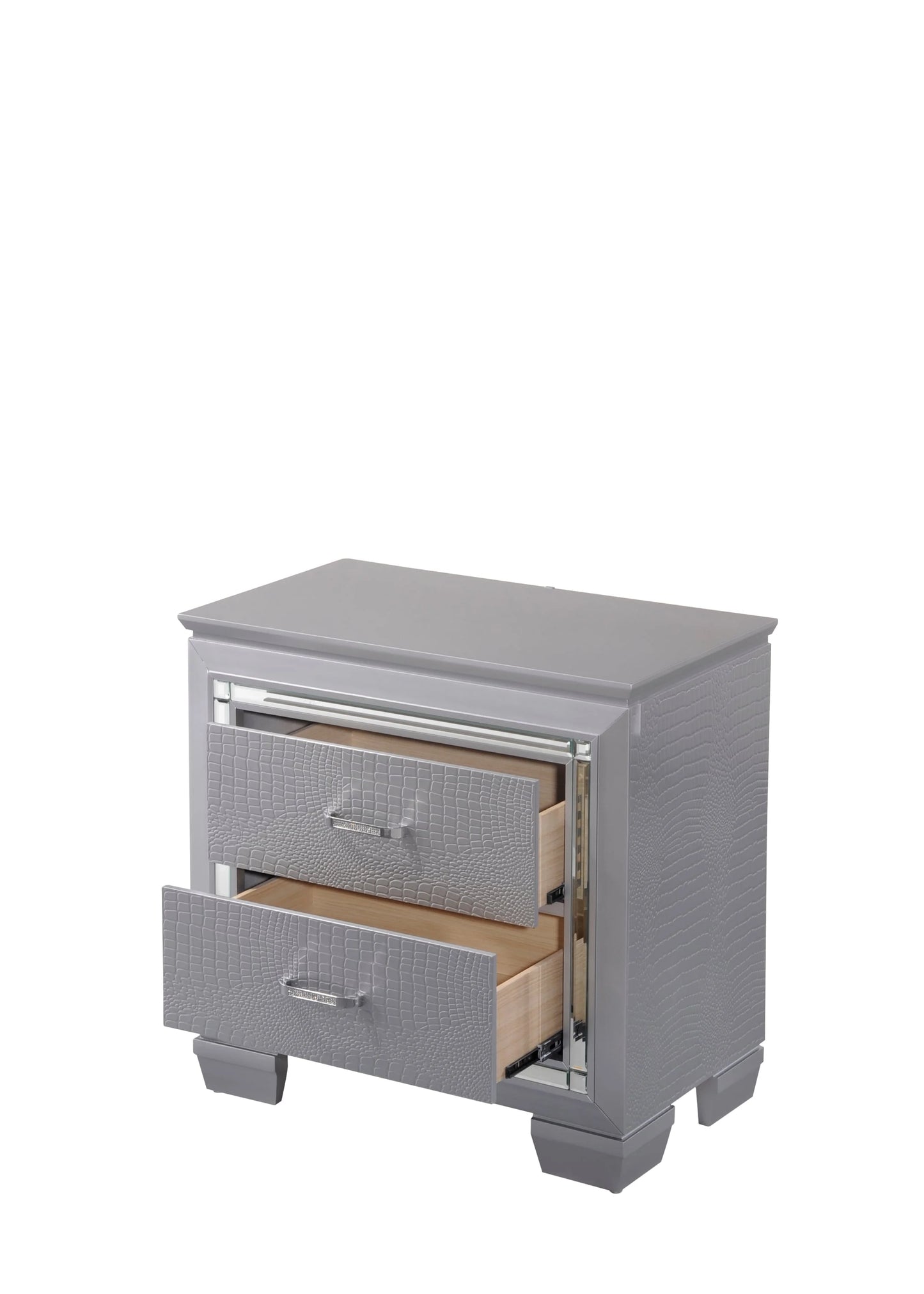 Brand New Silver 4pc Bedroom Set with LED Lights (2 Sizes)
