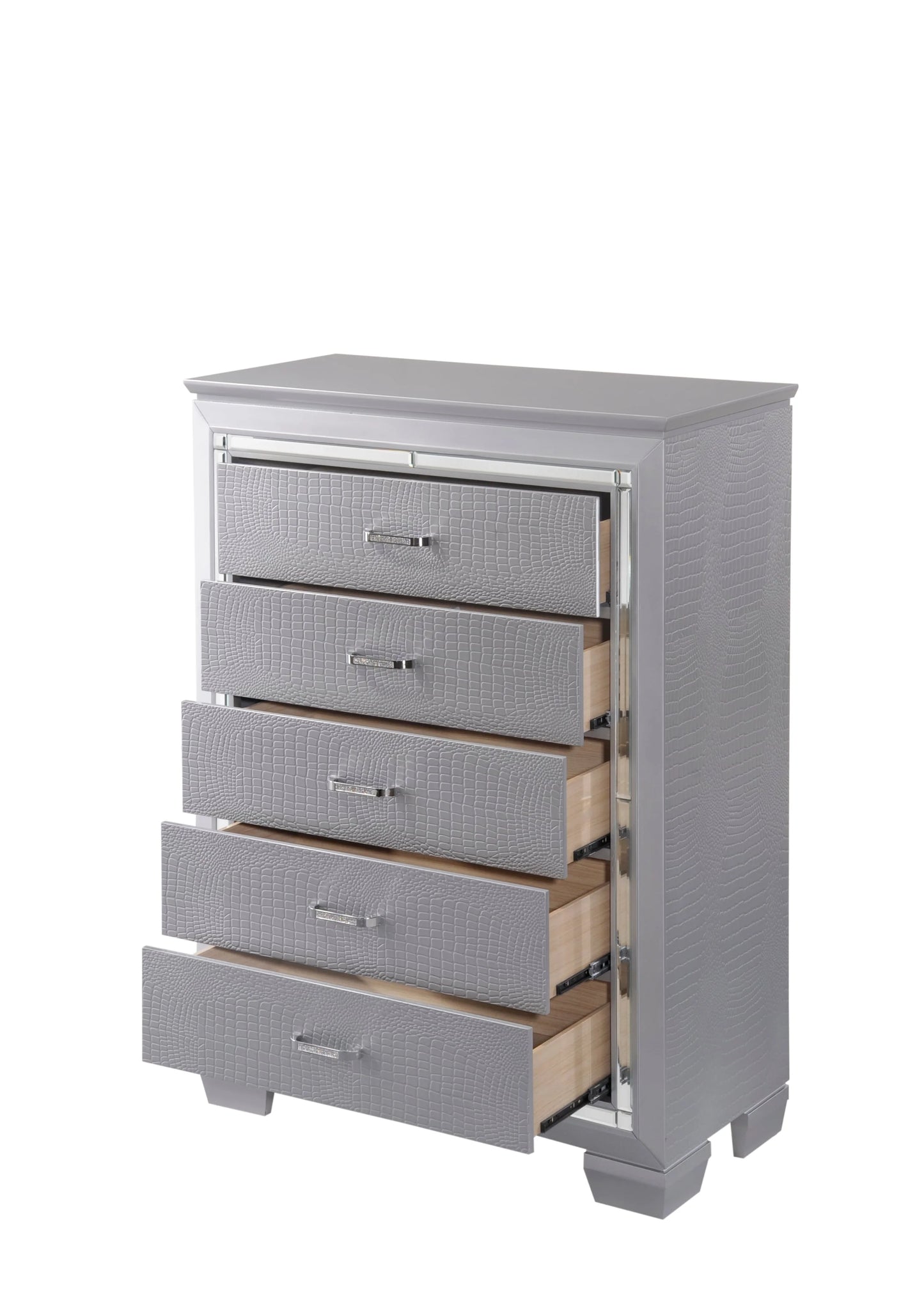Brand New Silver 4pc Bedroom Set with LED Lights (2 Sizes)
