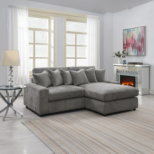 Brand New Gray Corduroy Sectional Sofa