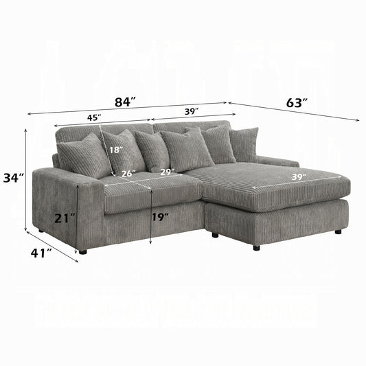Brand New Gray Corduroy Sectional Sofa