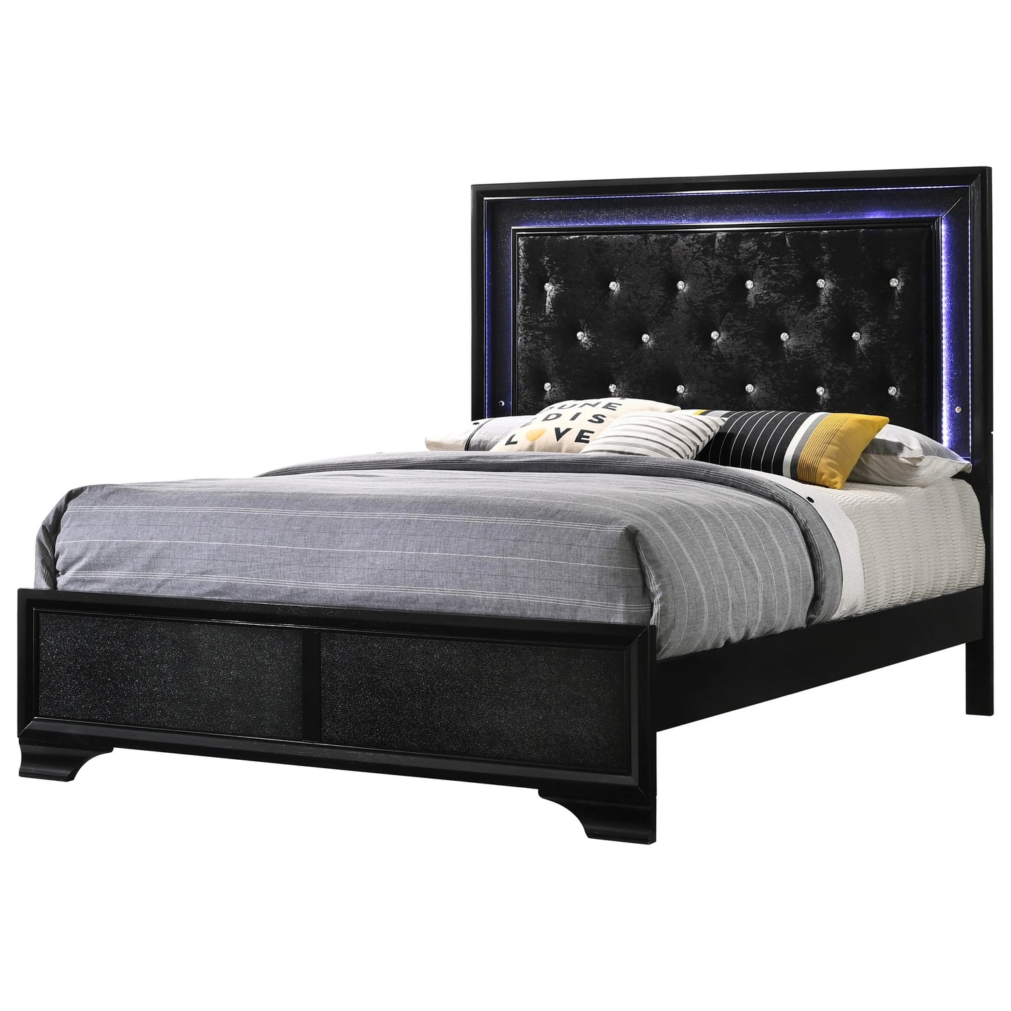 Brand New Black Bed w/LED Headboard (4 Sizes)