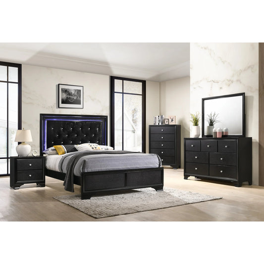 Brand New Black 4pc Bedroom Set with LED Headboard (4 Sizes)